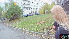 POV fucked amateur tugging cock on her knees
