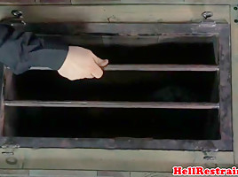 Pathetic restrained sub has her tits punished