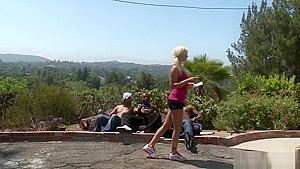 Petite blonde got banged by a group of a black guys