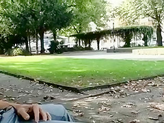 Pissing afternoon at busy street and park 1