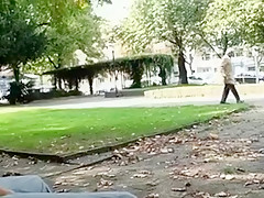 Pissing afternoon at busy street and park 1