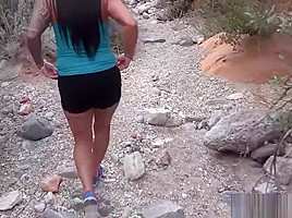 Public flashing and blowjob on nature walk