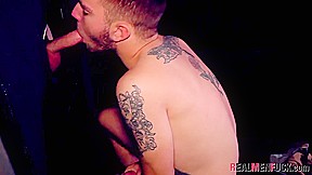 REALMENFUCK Kinky Cute Jock Barebacked Through Gloryhole