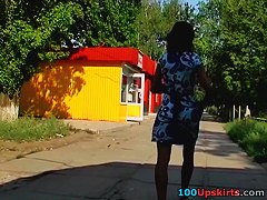 Ravishing polka dot pants upskirt