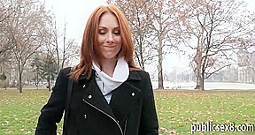 Redhead Czech babe gets fucked for money