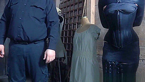Restrained fem slave caned as punisment