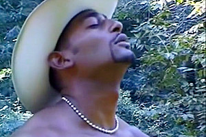Riding a Shemale Blond shemale fucked by two black guys