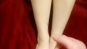 SHY COLLEGE REDHEAD FOOTJOB + CUM ON FEET