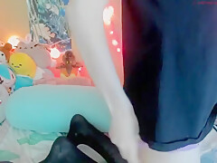 Sexy Brunette Wearing Stockings Masturbates Webcam