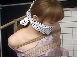 Sexy Japanese babe bounded like mad here