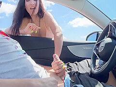 Sexy Stranger Sucks Dick In A Car In A Public Parking Lot!