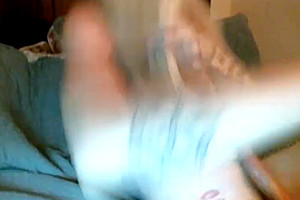 Sexy blonde tgirl strokes her big hard cock