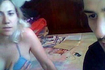 Sexy blonde wife agrees to give mouthjob on web camera