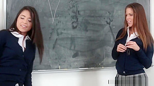 Sexy schoolgirls 18+ Having Lesbian Action In Classroom