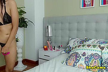 Shemale Uses Sex Toy To Pleasure Shecock