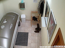 Short Haired Brunette Girl Spied In Private Solarium