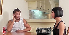 Short-haired Ladyboy with High Heels Gets Fucked in Missionary Style till Facial