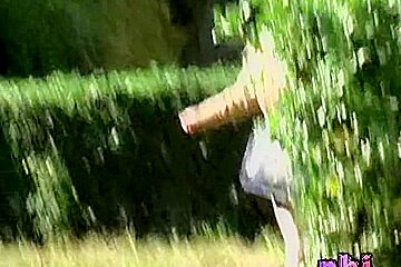 Skirt sharking encounter with jumpy petite vixen being caught of her guard