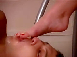 Slave has to eat cake from beautyful feet, femdom, humiliation, beauty fem