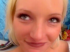 Slim German Blonde Gets Her Small Boobs Sprayed With Cum
