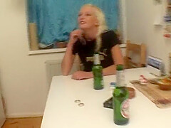 Slim German Blonde Gets Her Small Boobs Sprayed With Cum