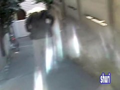 Slim Asian babe in saggy pants gets street sharked