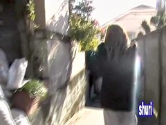 Slim Asian babe in saggy pants gets street sharked
