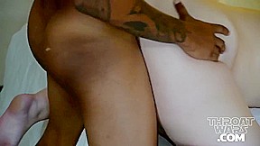 Small Titted Plumper Is Kneeling On The Floor While Eagerly Sucking A Big, Black Dick
