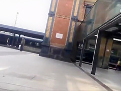 Spying under a serious woman's skirt