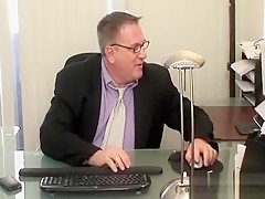 Step daddy jerks off in his office