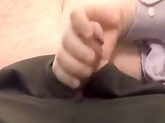 Step daddy jerks off in his office