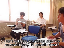 Subtitled CMNF ENF shy Japanese milf nude art class in HD