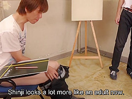 Subtitled CMNF ENF shy Japanese milf nude art class in HD