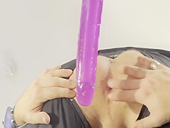 Suited Men With Open Crotch Is Pissing Like A Dog And Rides The Dildo And Cums Handsfree