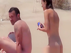 Sunbathing Nudist Beach Two Couple Fuck