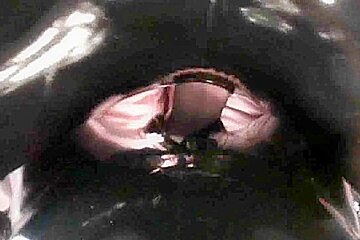 Sweet girl gets fucked through ripped rubber suit