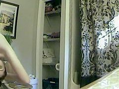 Sweet wife wiping of her naked body