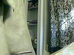 Sweet wife wiping of her naked body