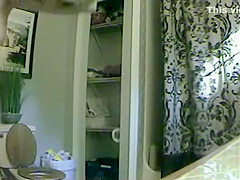 Sweet wife wiping of her naked body
