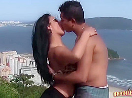 Tanned Brunette With Firm Tits Is Getting Banged In The Middle Of The Day And Loving It