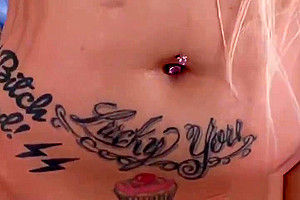 Tattooed tgirl solo tugs