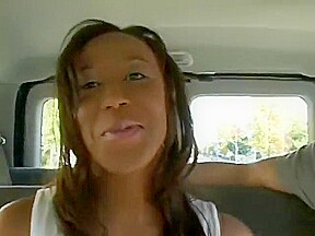 Taya Silver goes for a ride and sucks his white cock before riding on it