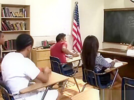 Teacher Bangs Busty Ebony Babe On Desk In Classroom