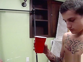 Tied up guys fill deviants with cock and piss in wild orgy