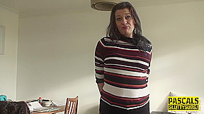Tied up mature submissive