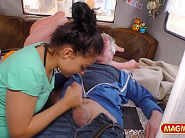 Trashy Amateur Babe Eats Dick In The Van