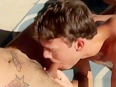 Twink spit roasted in threesome
