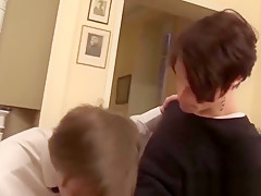 Twink waiter sucks and rides dick after the dinner service