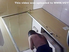 Two asian women spied in public toilet pissing