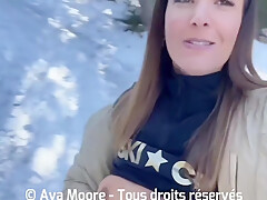 Une Francaise Suce Une Grosse Bite Dans Neige Et Avale Tout Le Sperme - Ejaculation Buccale 5 Min
